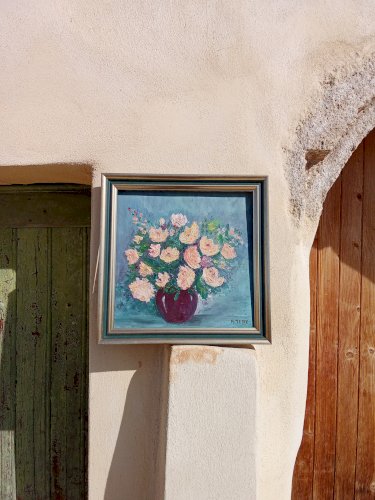 Peinture à lhuile de fleurs vintage 
