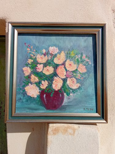Peinture à lhuile de fleurs vintage 