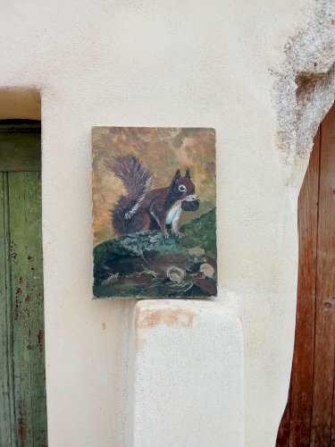 Peinture à l’huile originale – Écureuil roux