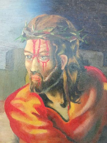 Peinture a l'huile représentant le christ 