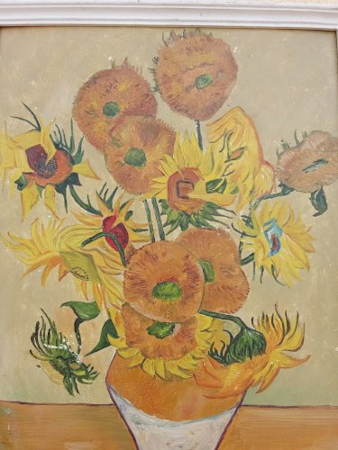 Peinture à l'huile reproduction des tournesols de Vincent van Gogh