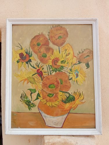 Peinture à l'huile reproduction des tournesols de Vincent van Gogh