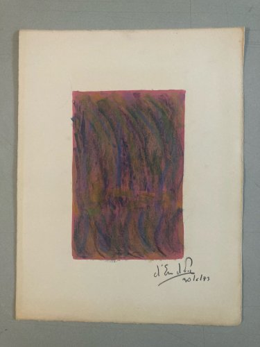 Peinture Abstrait 1973 Gouache Papier Abstraction Charles D’estève De Pradel Art