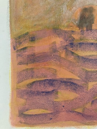 Peinture Abstrait Gouache 1973 Papier Abstraction Charles D’estève De Pradel Art