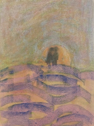 Peinture Abstrait Gouache 1973 Papier Abstraction Charles D’estève De Pradel Art