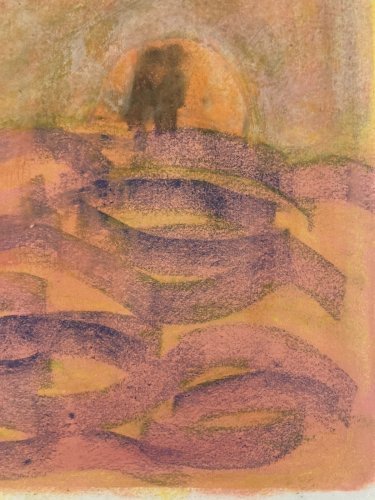 Peinture Abstrait Gouache 1973 Papier Abstraction Charles D’estève De Pradel Art