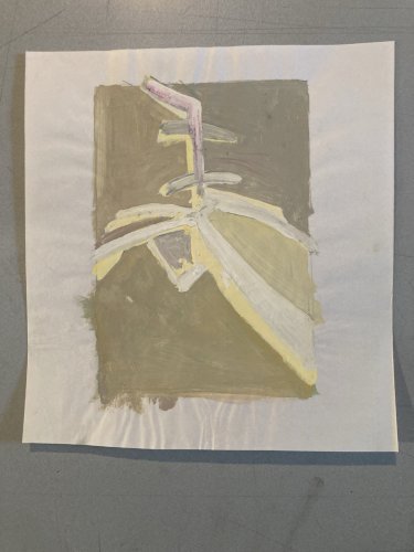 Peinture Abstrait Gouache Papier  1970 Abstraction A Identifier Art Painting XXe