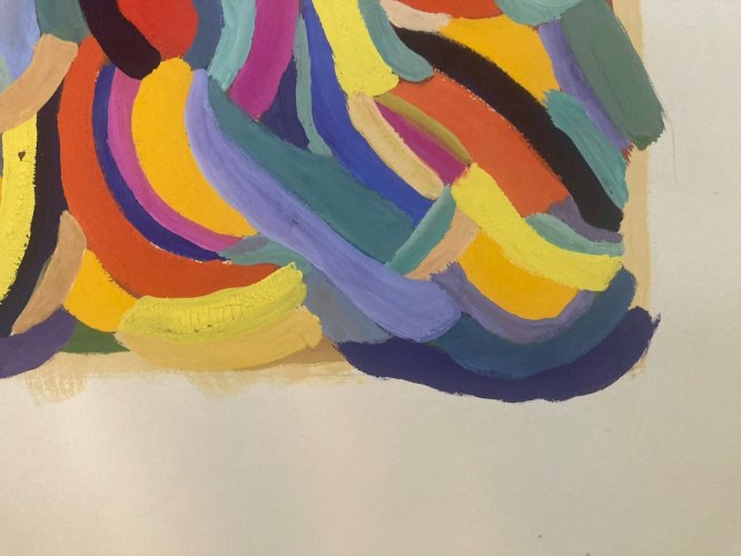 Peinture Abstrait Gouache Papier  Abstraction 1970 À Identifier Art XXe Couleur