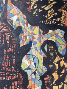 Peinture Abstrait Gouache  Papier Ancien 1960 Abstraction À Identifier Art