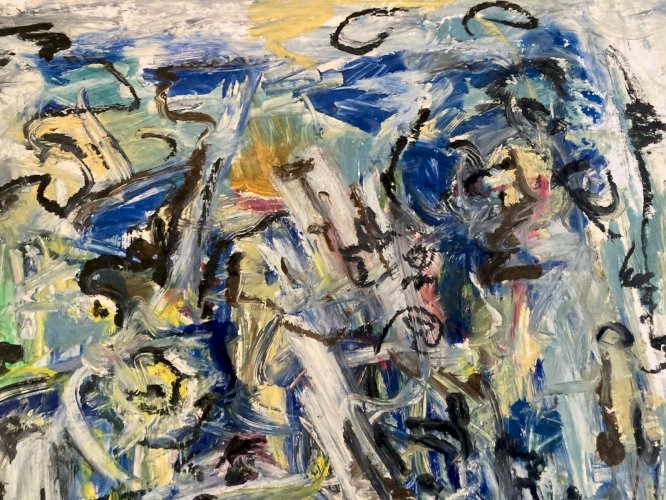 Peinture Abstrait Panneau Art Carton Ancien abstraction 1990 À Identifier