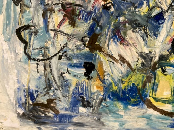 Peinture Abstrait Panneau Art Carton Ancien abstraction 1990 À Identifier