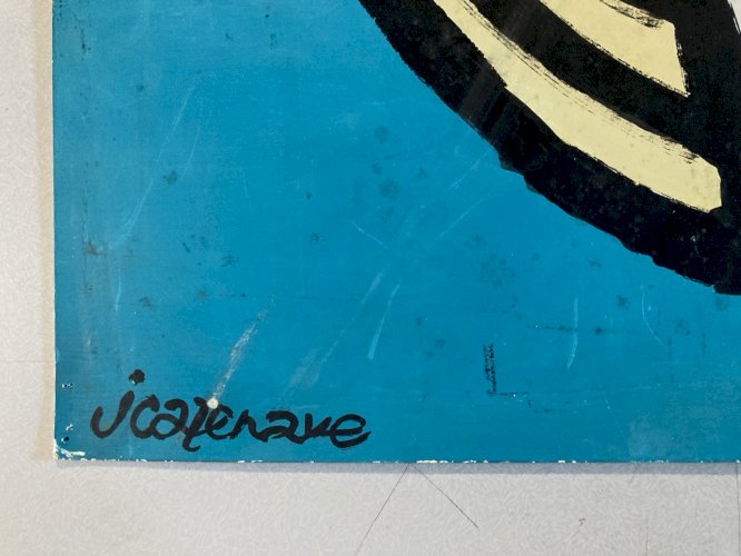 Peinture Abstrait Panneau Carton Art Ancien abstraction 1960 À Identifier