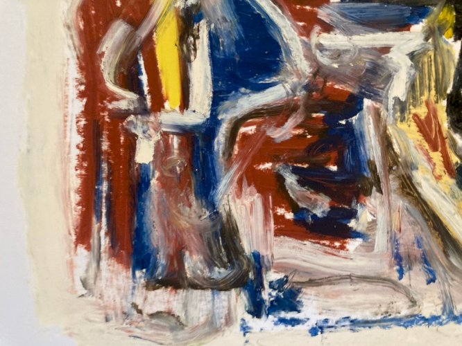 Peinture Abstrait Panneau Carton Art Ancien abstraction 1990 À Identifier