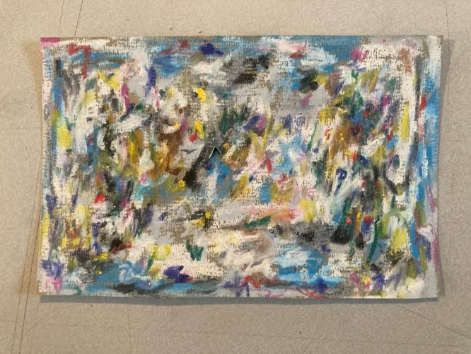 Peinture Abstrait Papier Art Cake Grasse abstraction 1990 À Identifier Painting