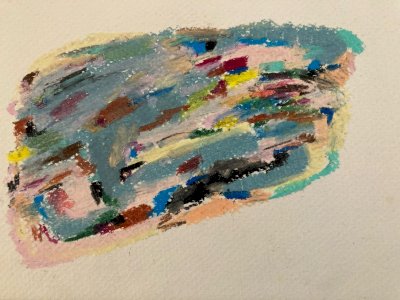 Peinture Abstrait Papier Art Craie Grasse abstraction 1990 À Identifier Painting