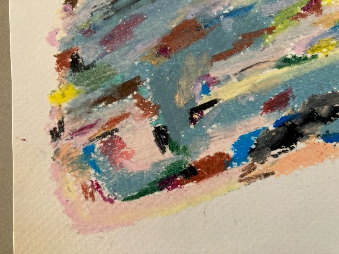 Peinture Abstrait Papier Art Craie Grasse abstraction 1990 À Identifier Painting