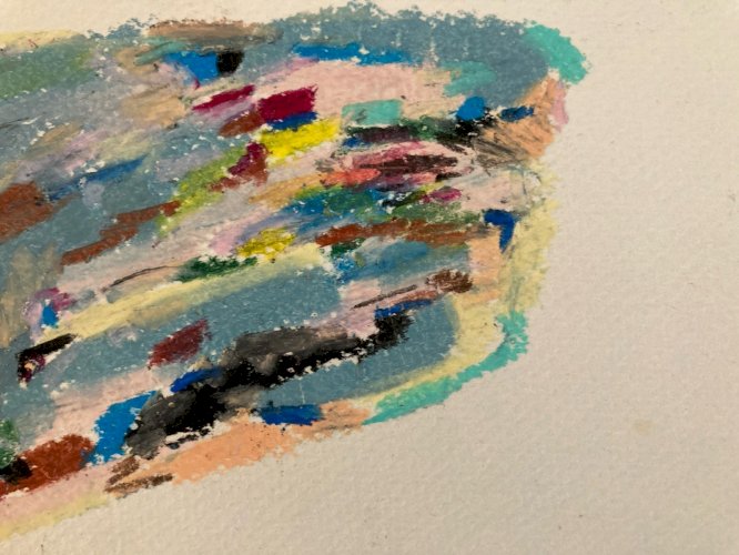 Peinture Abstrait Papier Art Craie Grasse abstraction 1990 À Identifier Painting