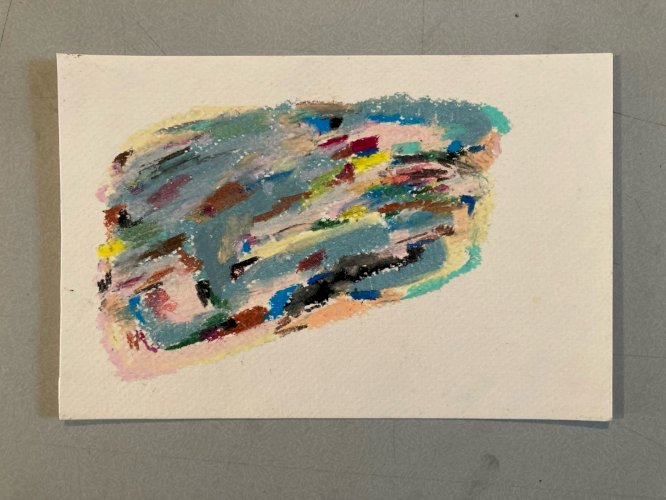 Peinture Abstrait Papier Art Craie Grasse abstraction 1990 À Identifier Painting