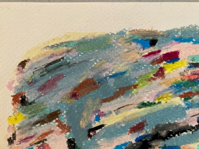 Peinture Abstrait Papier Art Craie Grasse abstraction 1990 À Identifier Painting
