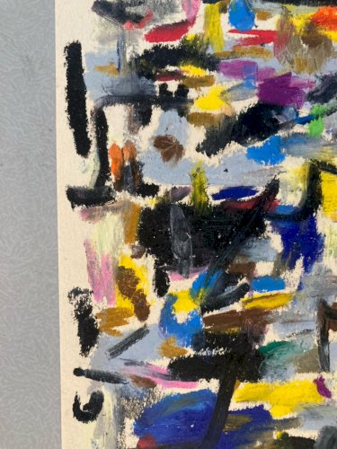 Peinture Abstrait Papier Art Craie Grasse abstraction À Identifier Painting 1990
