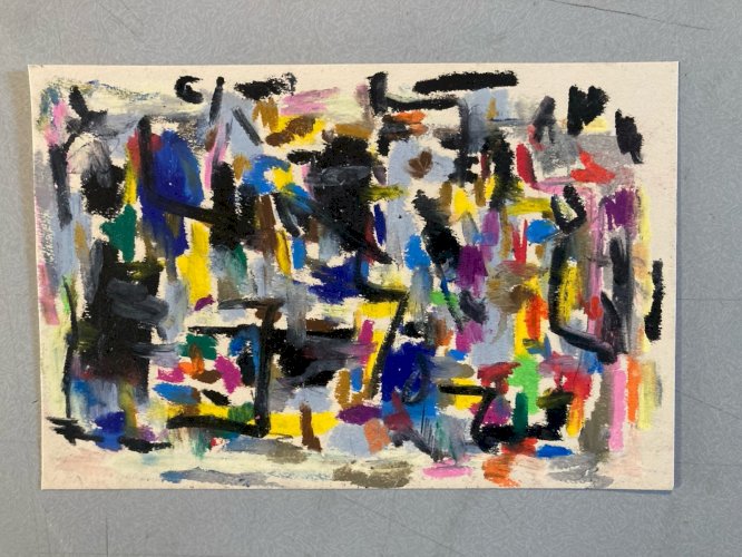 Peinture Abstrait Papier Art Craie Grasse abstraction À Identifier Painting 1990