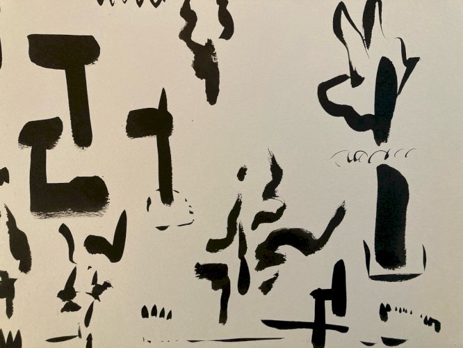 Peinture Abstrait Papier Art Gouache XXe abstraction À Identifier Painting 1990
