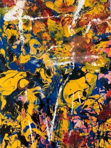 Peinture Abstrait papier dripping Art abstraction 1980 action painting