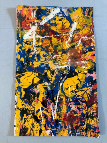 Peinture Abstrait papier dripping Art abstraction 1980 action painting