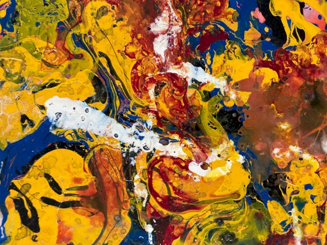 Peinture Abstrait papier dripping Art abstraction 1980 action painting