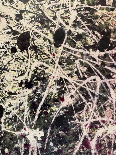 Peinture Abstrait papier dripping Art abstraction 1980 action painting