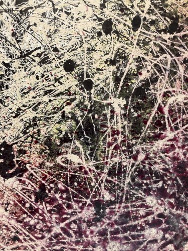 Peinture Abstrait papier dripping Art abstraction 1980 action painting