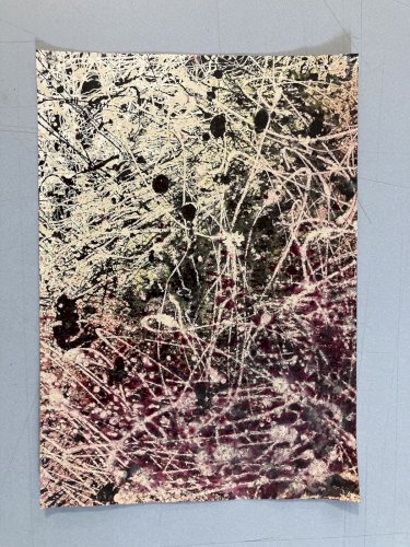 Peinture Abstrait papier dripping Art abstraction 1980 action painting
