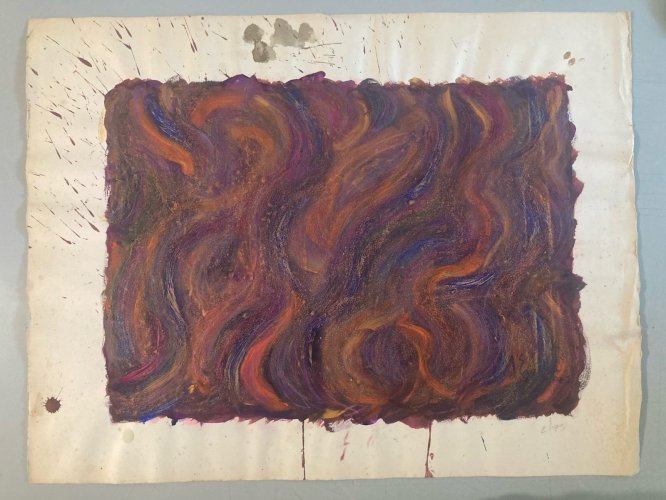 Peinture Abstrait Papier Gouache Abstraction 1970 Charles D’estève De Pradel Art