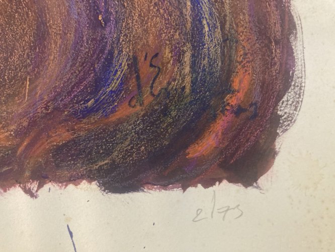 Peinture Abstrait Papier Gouache Abstraction 1970 Charles D’estève De Pradel Art