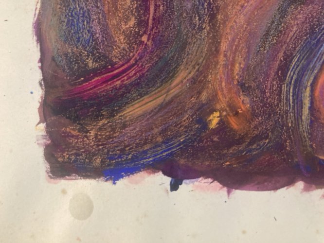 Peinture Abstrait Papier Gouache Abstraction 1970 Charles D’estève De Pradel Art