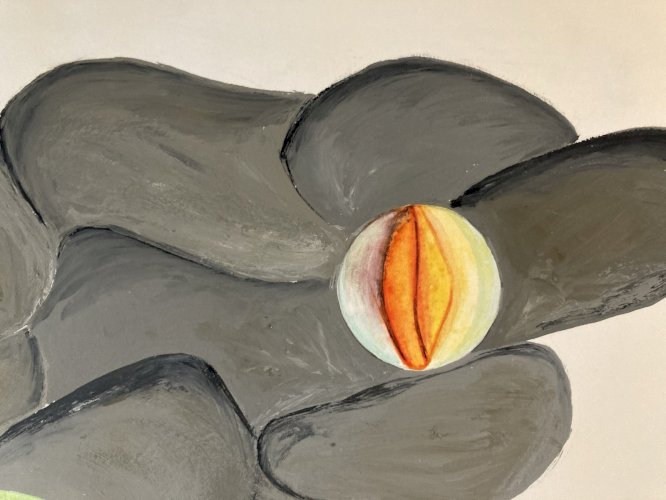 Peinture Abstrait Surréaliste Gouache Papier 1980 À Identifier Abstraction