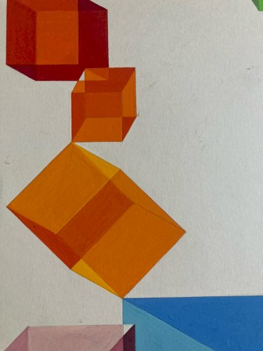 Peinture Abstraite À Identifier Gouache Abstrait Carton Art 1970 XXe