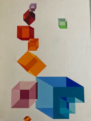 Peinture Abstraite À Identifier Gouache Abstrait Carton Art 1970 XXe