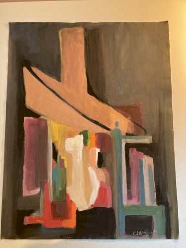 Peinture Abstraite A Identifier Gouache Sur Papier Abstrait 1960 Art