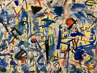 Peinture Abstraite A Identifier Gouache Sur Papier Abstrait 1980 Art