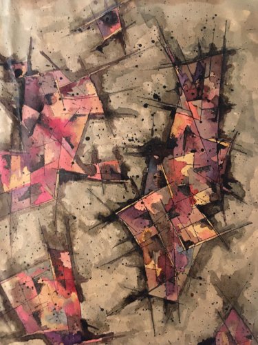 Peinture Abstraite Abstraction Lyrique Sur Papier Daniel David 1963