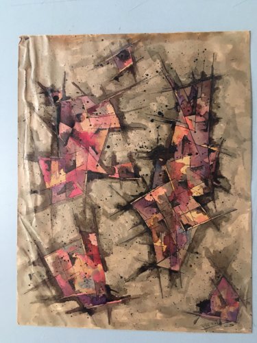 Peinture Abstraite Abstraction Lyrique Sur Papier Daniel David 1963