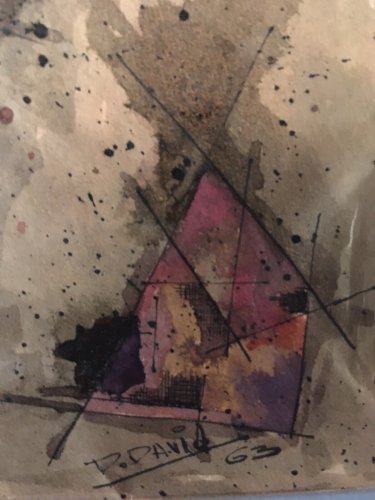 Peinture Abstraite Abstraction Lyrique Sur Papier Daniel David 1963