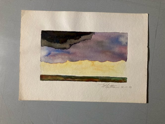 Peinture Abstraite Aquarelle Sur Papier Abstrait Abstraction Signé Art