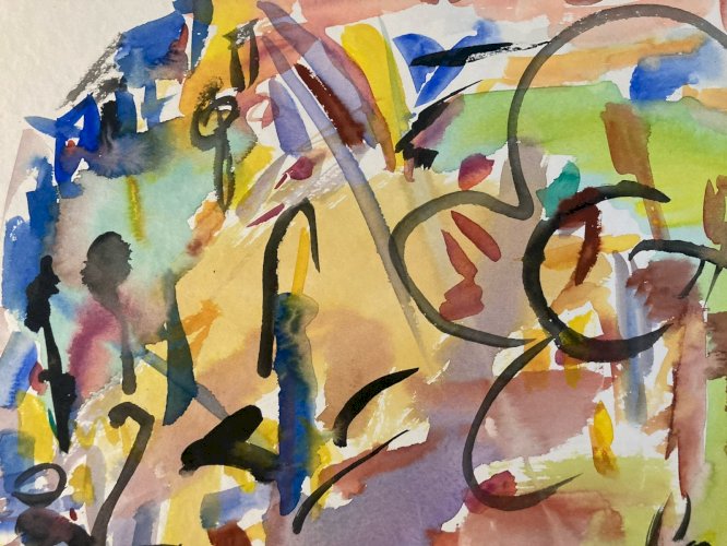 Peinture Abstraite Art A Identifier Gouache Sur Papier Abstrait 1980