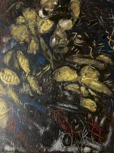 Abstract Painting Oil On Panel Cubist Cubism Flowers Bouquet