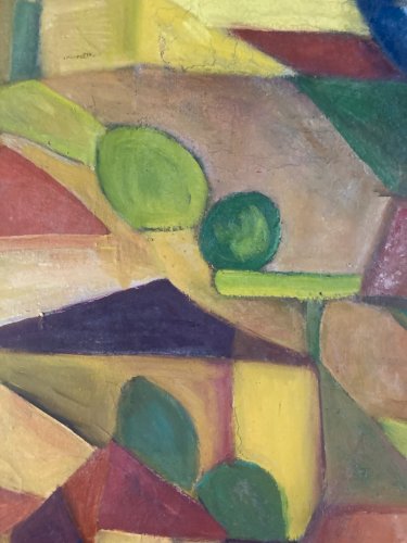 Peinture Abstraite Huile Sur Toile Cubiste Cubisme Paysage Arbre Art