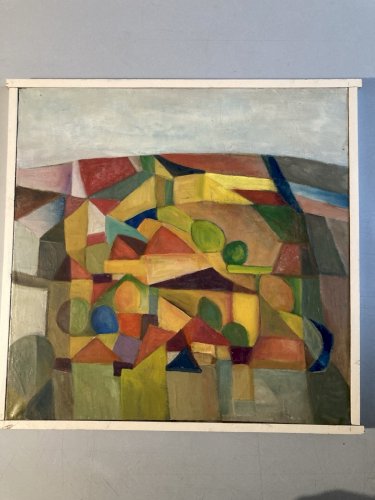 Peinture Abstraite Huile Sur Toile Cubiste Cubisme Paysage Arbre Art
