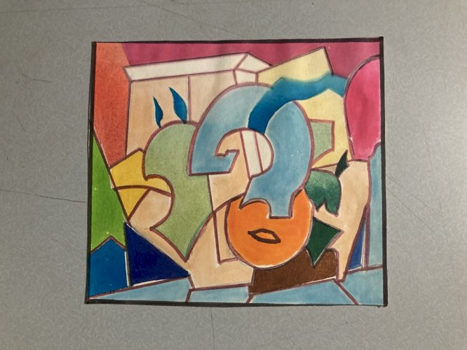 Peinture Aquarelle Abstrait 1970 À Identifier Graffiti Street Art Lettre