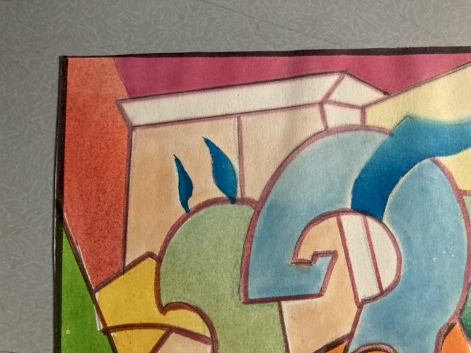 Peinture Aquarelle Abstrait 1970 À Identifier Graffiti Street Art Lettre